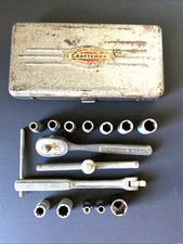 Vintage =V= Craftsman 1/4” Drive Socket Set 15pc SAE Metal Case USA 1940s 1950s picture