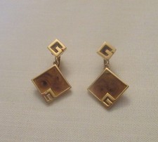 Vintage 1978 Givenchy Gold Tone Enamel Dangle Clip On Earrings picture