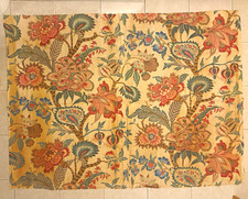 19th century French printed exotic Jacobean fabric picture