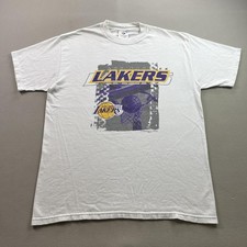 Vintage Los Angeles Lakers T-Shirt Mens Large White NBA Basketball Kobe Shaq y2k picture