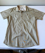 Kuhl Men's M Short Sleeve Plaid Cotton Button-Up Shirt Pockets Beige picture