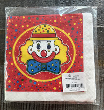 NIP Vintage 1970s Clown Circus Birthday Party Luncheon NEW NAPKINS-FREE SHIP* picture