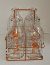 Vintage Sun Valley Dairy San Francisco California 1/2 Gal Milk Bottles & Carrier picture