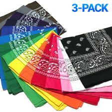 3-Pack Bandana 100% Cotton Paisley Print Double-Sided Scarf Head Neck Face Mask picture