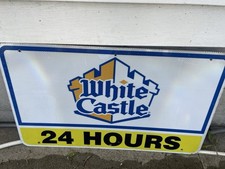 Retired White Castle Highway Road Sign 30” X 18” Aluminum 24 Hours picture