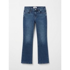 PAIGE Sloane Crop Blue Denim Jeans Distressed Hem Size 24 Casual Chic Everyday picture