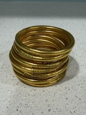 BuDhaGirl Gold All Weather Bangles AWB Set 9 Medium Serenity Prayer Authentic picture