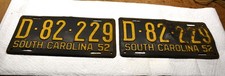 Pair of Vintage 1952 South Carolina License Plates picture