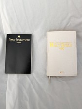 Lot of 2 Vintage Mini New Testament Bibles KJV CSB Pocket Size Black White Gold picture