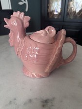 Vintage RED WING Pottery Hen Chicken Rooster Teapot Ceramic #257 ca.1940s picture