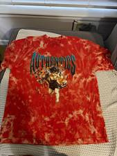 Affliction Men’s L Red/White Tie-Dye Angel Graphic Logo Crew Neck T-Shirt picture
