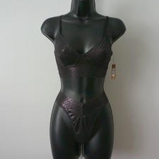Skims Cotton Glitter Office Siren MobWife G-String Bra Lingerie Set M/L Black picture