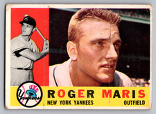 1960 TOPPS #377 ROGER MARIS NEW YORK YANKEES WHITE BACK picture