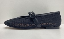 Bibi Lou Black Mesh Buckle Strap Mary Jane Ballet Flats Women's Size 39 picture