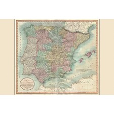 John Cary's 1801 Detailed Map of Spain and Portugal with Iberian Regions picture