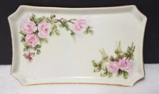 Antique Wm Guerin W.G. & Co. LIMOGES Hand-Painted Floral Dresser / Vanity Tray  picture