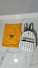 MCM Monogram Mini Backpack White/Black Zip Closure w/ Dust Bag picture
