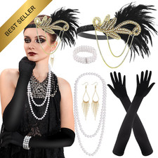 PLULON 1920s Flapper Great Gatsby Accessories Set Roaring Twenties Theme Party picture