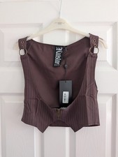 BNWT Killstar Midnight Gaze Underbust Corset Brown Pinstripe Size Medium picture