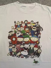 Vintage 90s South Park Comedy Central Full Cast Promo White 1998 Shirt Reprinted picture