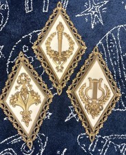 Vintage 1971 Homco Diamond Shaped Hollywood Regency Wall Decor, Set of 3 picture