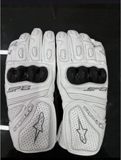 Alpinestars SP-8 White Leather Motorcycle Racing Gloves – Premium Protective Bik picture