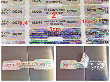100 Security Stickers Labels LONG - DogBone Warranty Void Tamper Proof Hologram picture