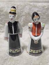 Hollohaza Porcelain Figurines Of A Couple In Traditional Folk Costumes 60's-70's picture