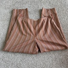 Y2K Talbots Dress Pants Womens 16 Orange Silk Blend Striped Lined Twill Spring picture