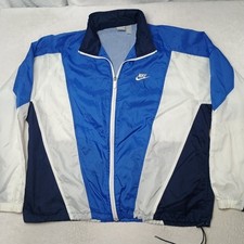 Vintage Nike Windrunner Jacket Mens L Blue 80s Colorblock Windbreaker Hoodie picture