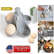 Hard Boiled Egg Holder for Boiling, Silicone Egg Boiler Rack with 4 Holders f... picture