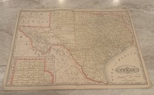 Antique c. 1888 Railroad County Map Of Texas TX New Mexico NM Geo Cram 23x17.25” picture