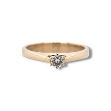 9ct Diamond Ring RBC 0.07ct Claw set Diamond Solitaire Size K Preloved picture