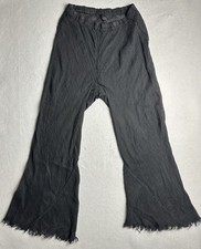 JAGA DTLA Linen Pants Wide Leg See Through Flare Size 1 Black picture
