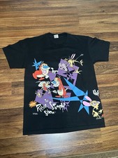 Vintage RARE Ren & Stimpy Nicktoons AOP Tee XL 90s picture