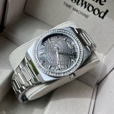 VIVIENNE Men's Women's 34mm Black Dial Silver interlaced strap Quartz Watch picture