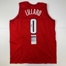 Autographed/Signed Damian Lillard Portland Red Basketball Jersey JSA COA picture