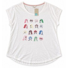 Boden Womens Graphic Face Print Slub Tee NEW Size XL picture