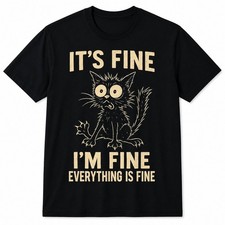 Funny Cat Graphic Tee Men Women Weird Crazy Meme Cat T-Shirt picture