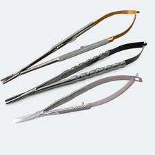 Lot Of 3 HU-FRIEDY Castroviejo Straight ,Diamond Dusted, Micro Scissor Curved picture