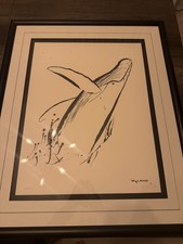 Wyland Breaching 1991 Sumi Brush Art Lithograph Hand Signed AP 33/75 Framed picture