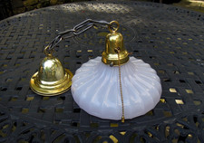 Beautiful Antique 1930s Hanging Ceiling Light w/ Scalloped Glass Shade - Rewired picture