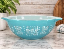 Vintage Pyrex #444 4QT Turquoise Amish Butterprint Cinderella Bowl Excellent++ picture