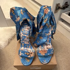 Christian Louboutin Blue Satin Novelty Bow Ankle Tie Strappy Heels US 7.5 picture