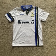 Inter Milan 1997/1998 Umbro White Jersey with Blue and Yellow Stripes Size M picture