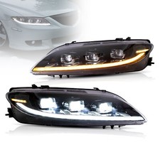 LED Headlights Fit 2003-2008 Mazda 6 Sequential Turn Signal w/ Startup Animation picture