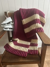 Plum/IvoryHandmade Crochet Afghan 40x68 picture