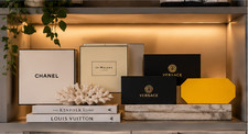 6pc Luxury Designer Box Lot Chanel Versace Jo Malone Swarovski Home Decor picture