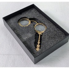 Brass Dual-Eye Magnifying Glass | Ornate Vintage Desk Decor picture