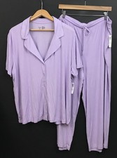 NWT Soma Cool Nights PJ Set Rib Short Sleeve Notch Collar Pajama Top Bottom XXL picture